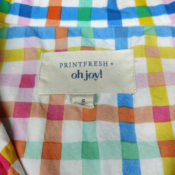 Print Fresh x Oh Joy! Rainbow Plaid Organic Cotton Pajama Top Small - Picture 7 of 11